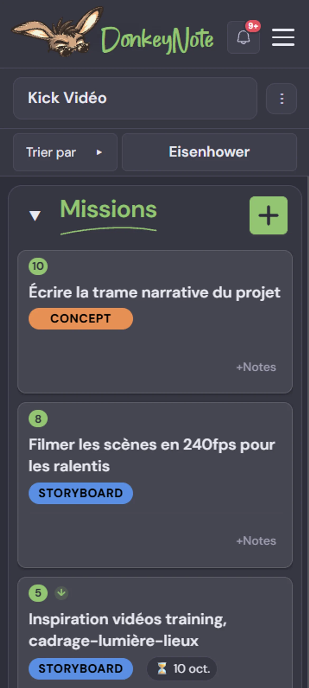Interface Flows de DonkeyNote