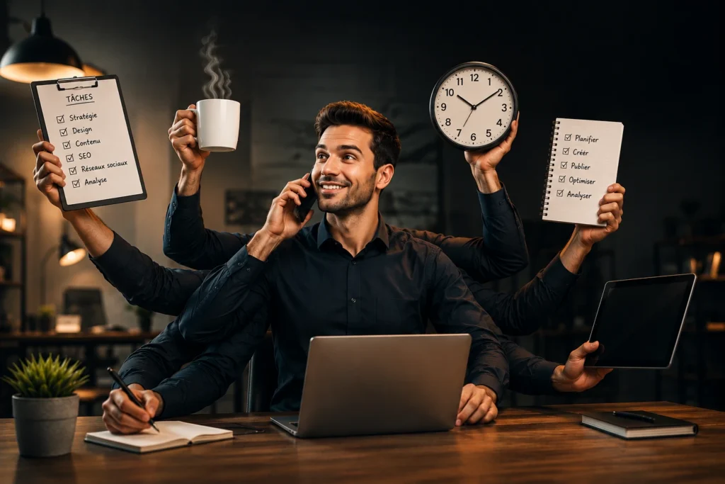Un employé ultra polyvalent à 8 bras.
